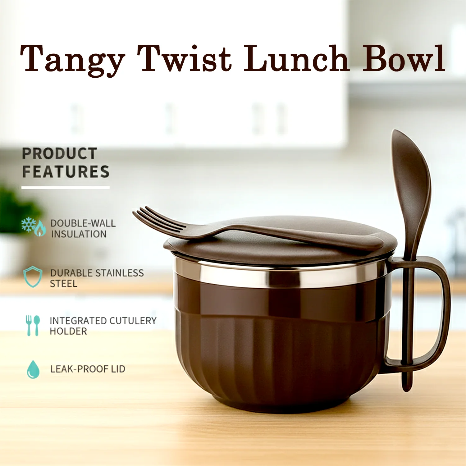 Home Chef Tangy Twist Insulated Lunch Bowl (Approx 650ML & 1 Pc) - Image 4