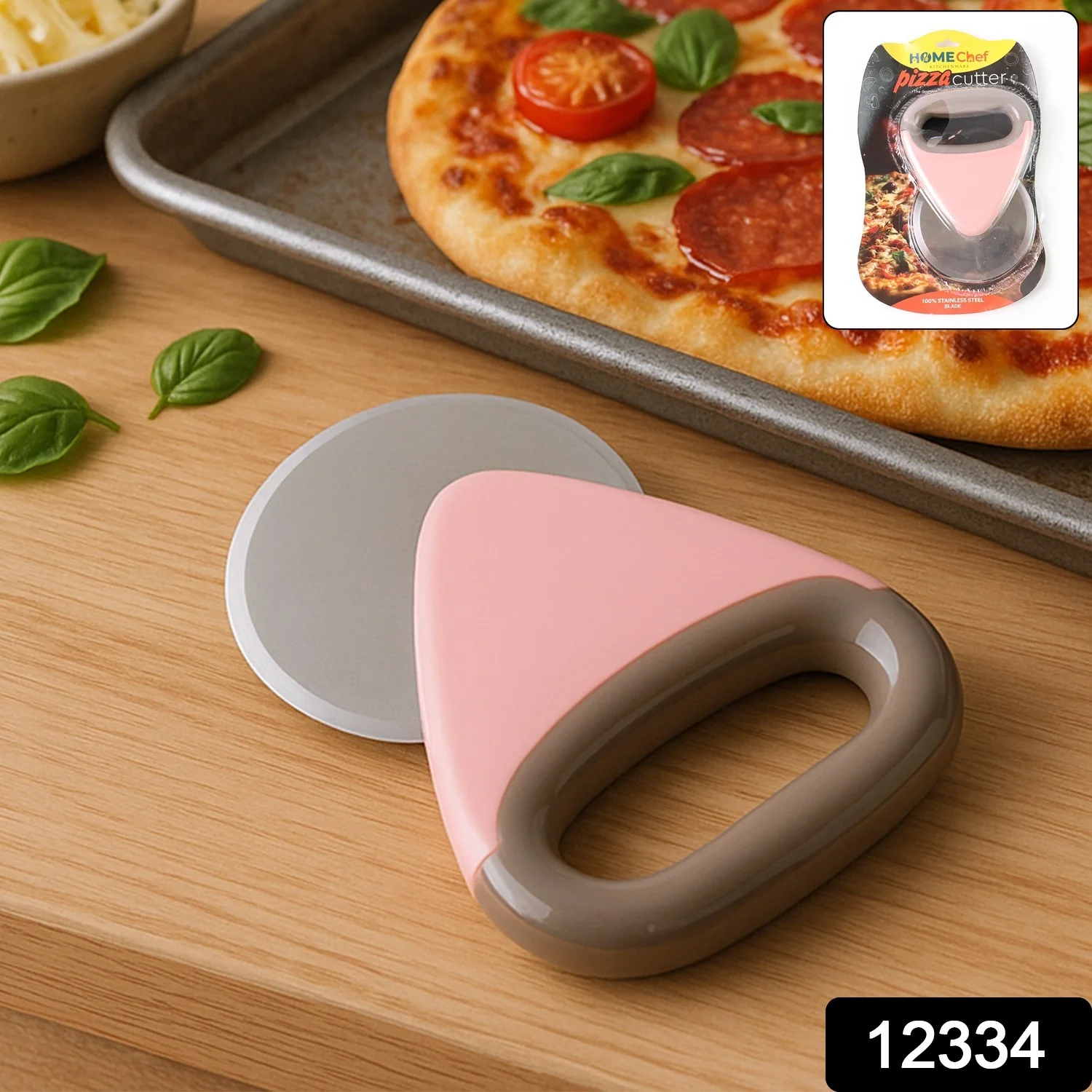 HomeChef Ergonomic Pizza Cutter with Stainless Steel Rotating Blade (1 Pc) - Image 2