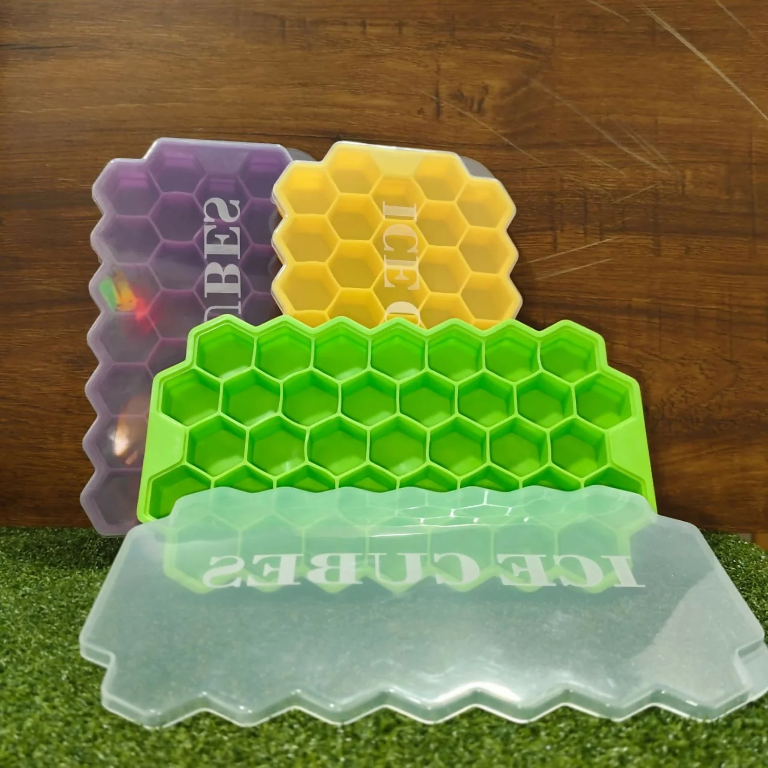 Honey Ice tray with lid pack of 3 pc set Multi color - Image 5
