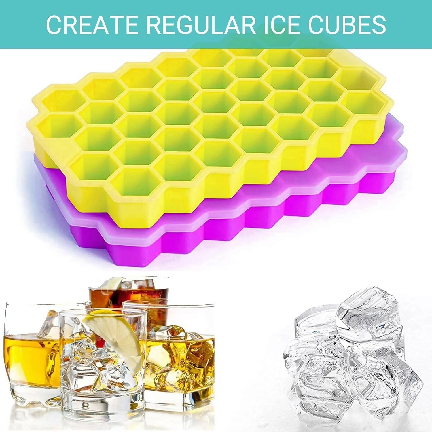 Honey Ice Tray with lid set of 2 Pcs Multi color - Image 2
