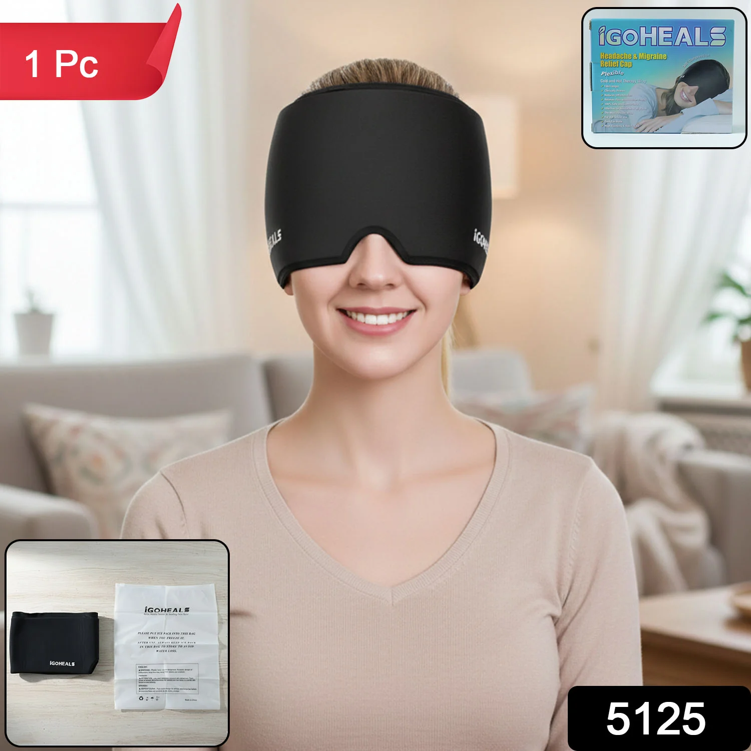 Hot & Cold Therapy Headache Relief Cap (1 Pc) - Image 2