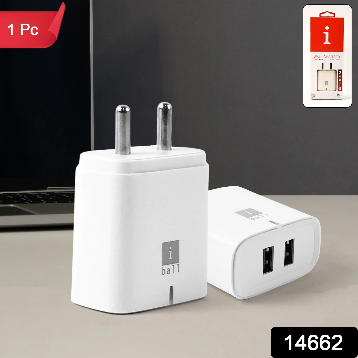 iBall Dual USB Wall Charger 5V/3.1A – High-Speed Dual Port Fast Charging (1 Pc) - Image 2