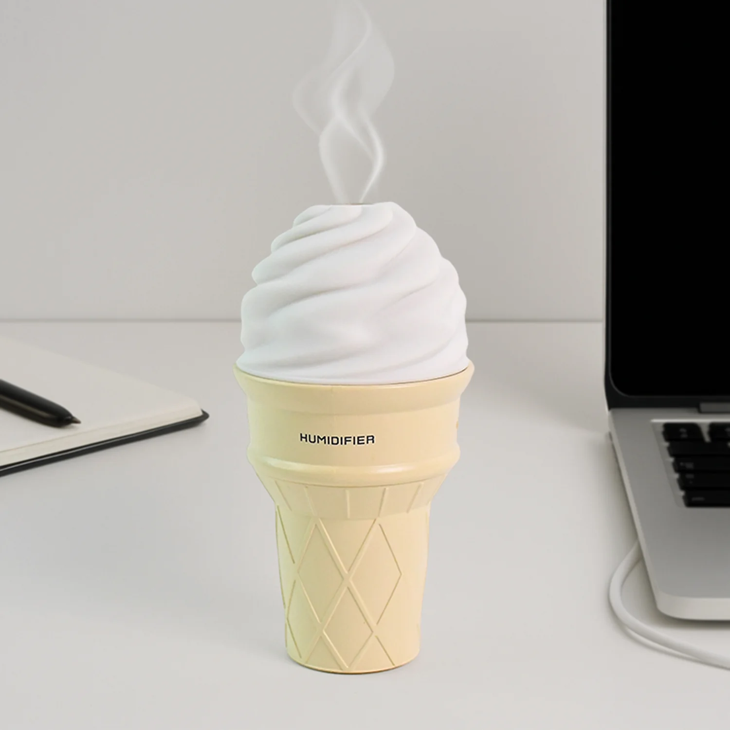Ice Cream Cone Shape Air Freshener Humidifier (1Pc / Cream Color) - Image 3