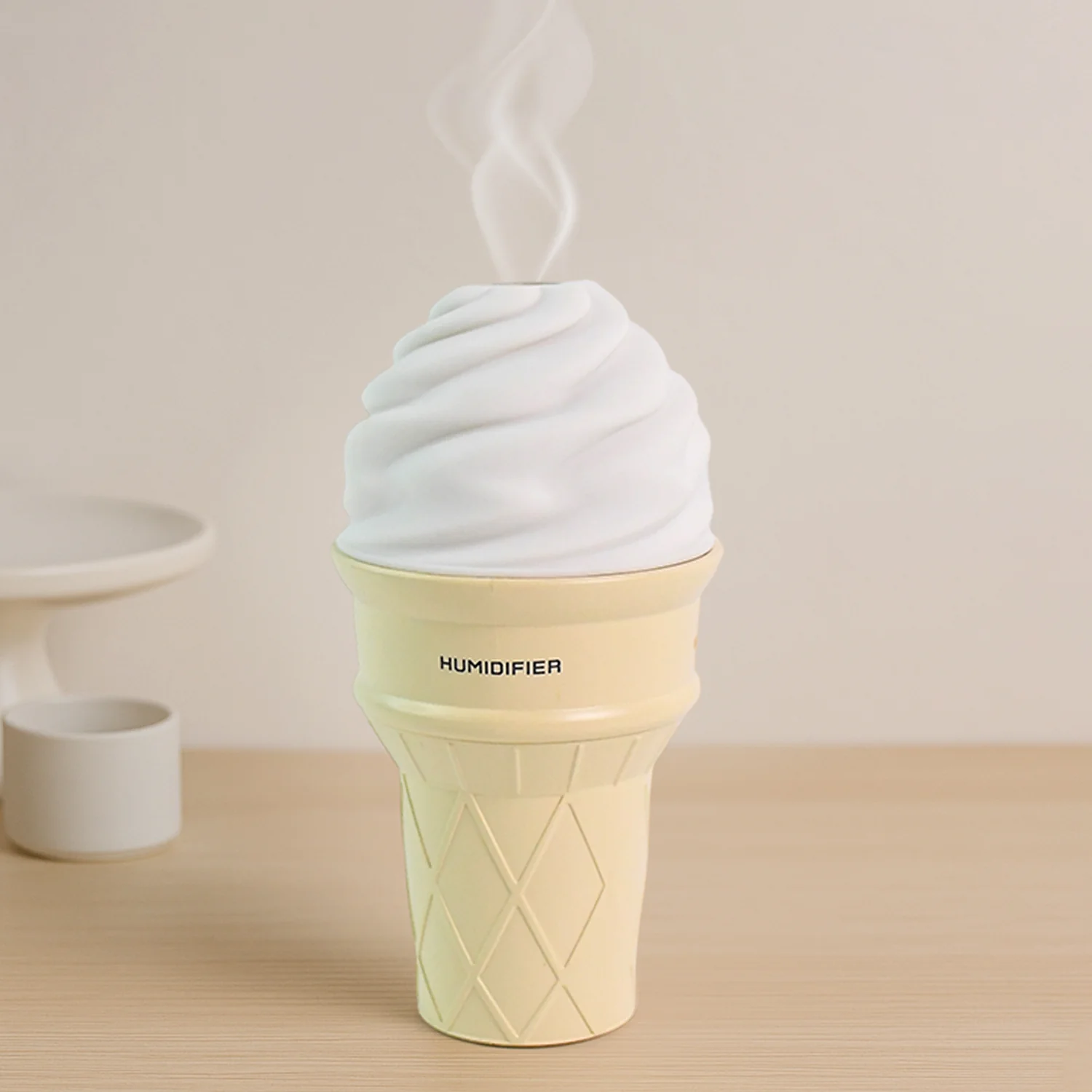 Ice Cream Cone Shape Air Freshener Humidifier (1Pc / Cream Color) - Image 7
