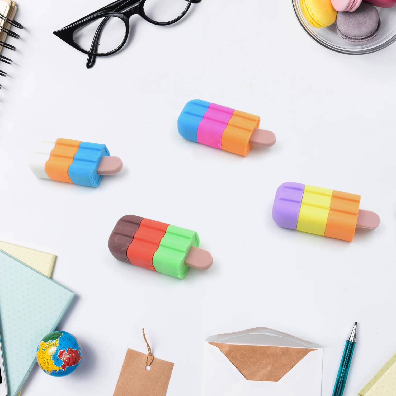 Ice cream Shape Eraser for Girls & Boys 3D Eraser for School B'Day Return Gift Ice Cream Theme Shape Erasers Pencils Set for Kids Educational Stationary kit, School Supplies (1 Set 4 Pc) - Image 4