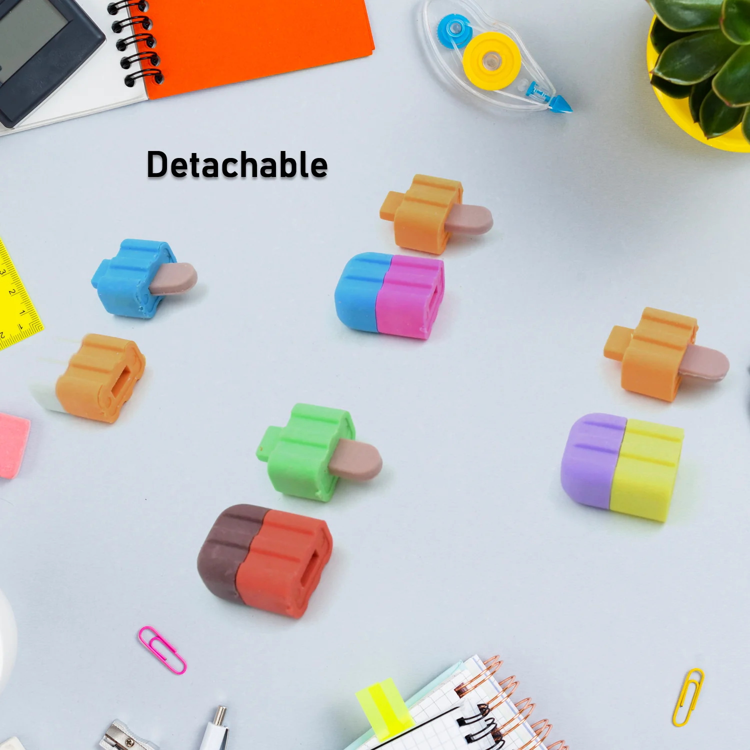 Ice cream Shape Eraser for Girls & Boys 3D Eraser for School B'Day Return Gift Ice Cream Theme Shape Erasers Pencils Set for Kids Educational Stationary kit, School Supplies (1 Set 4 Pc) - Image 6