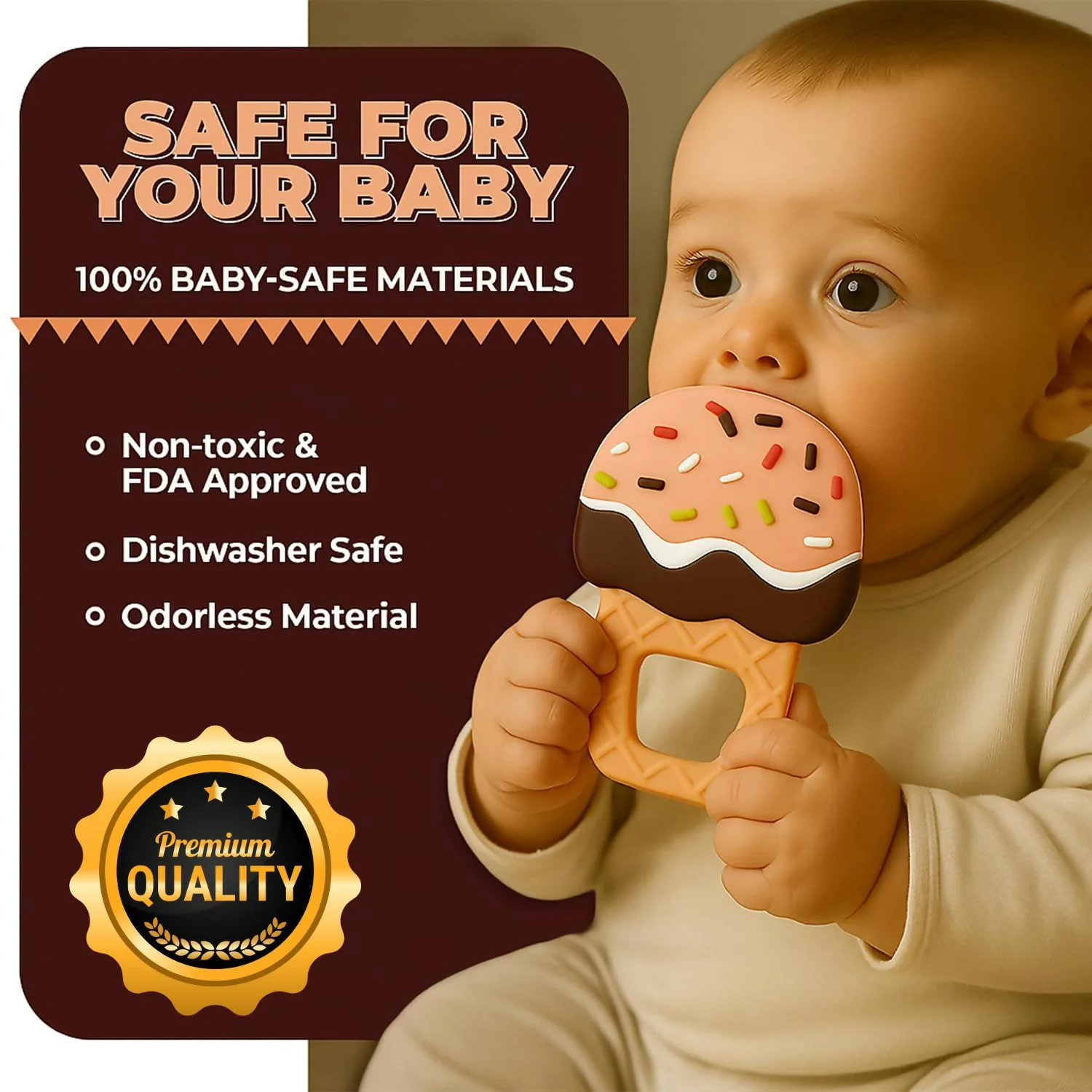 Ice Cream Shaped Silicone Baby Teether - Image 2