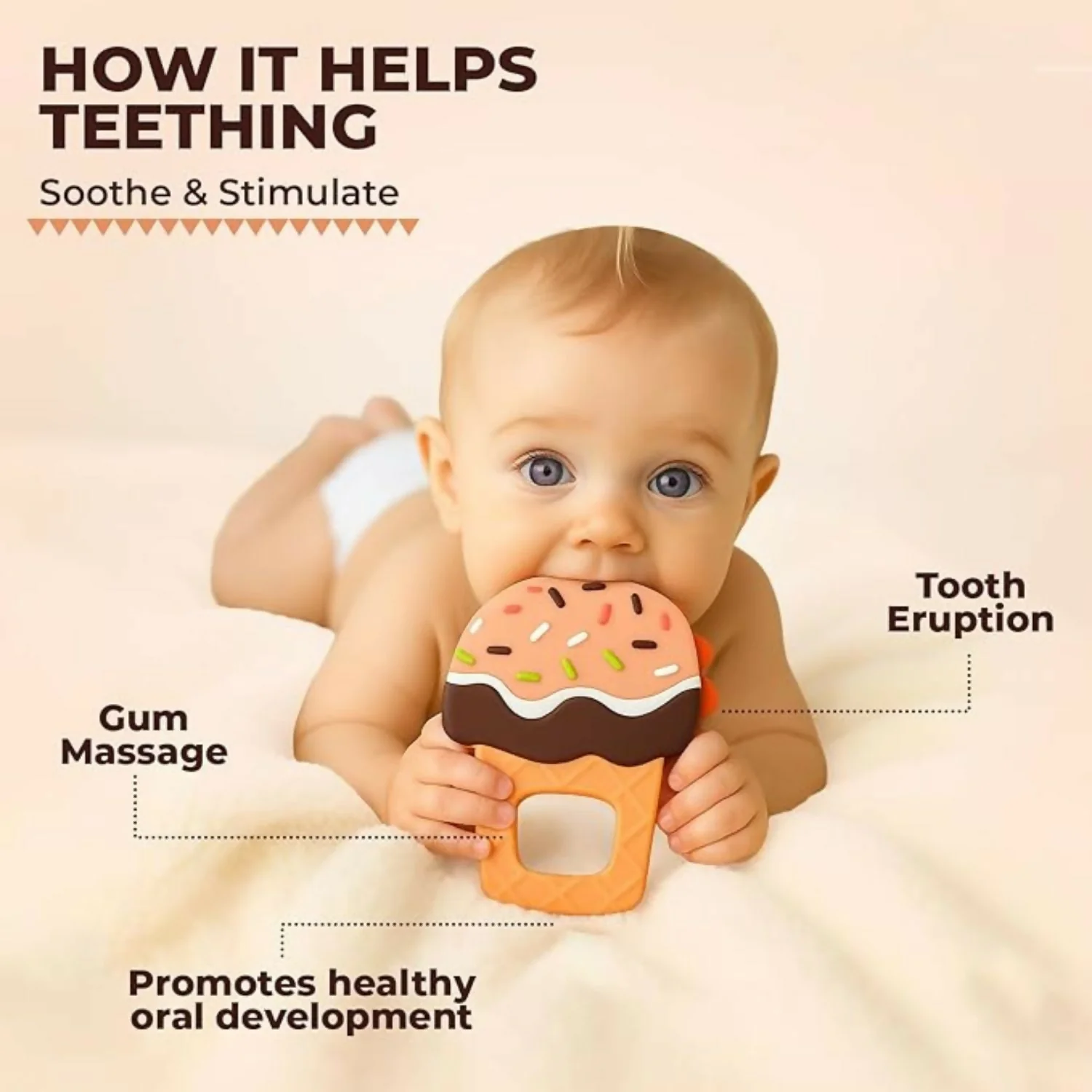 Ice Cream Shaped Silicone Baby Teether - Image 3