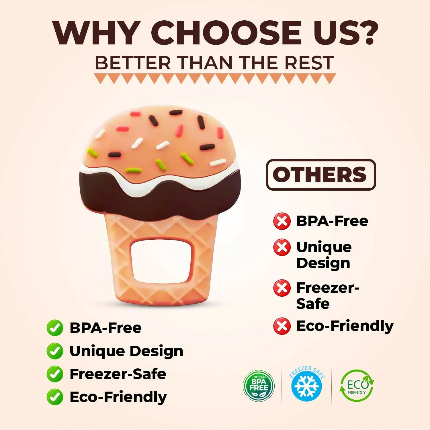 Ice Cream Shaped Silicone Baby Teether - Image 4