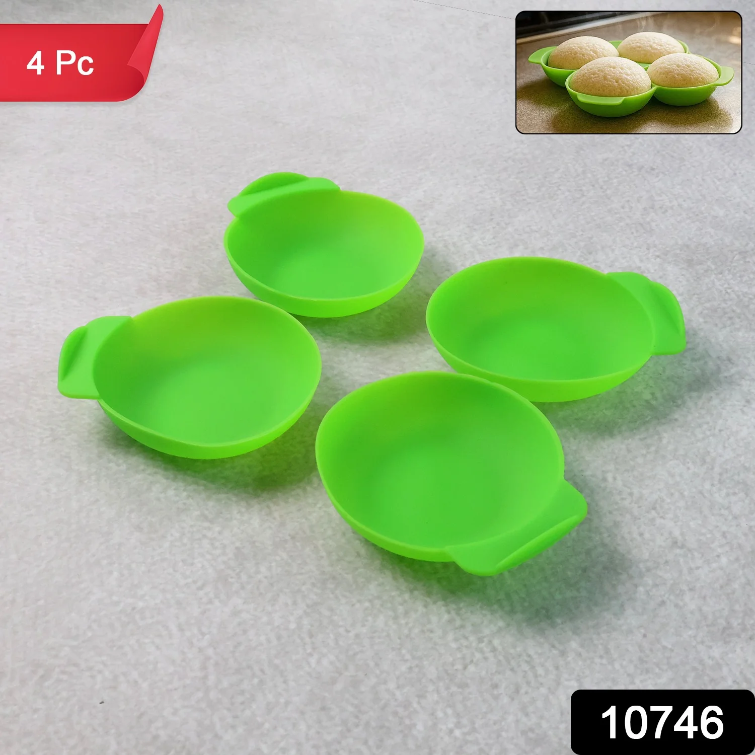 Idli Maker Cups Food-Grade Silicone Non-Stick Idli/ Dhokla/ Egg Poacher (4 Pcs) - Image 2