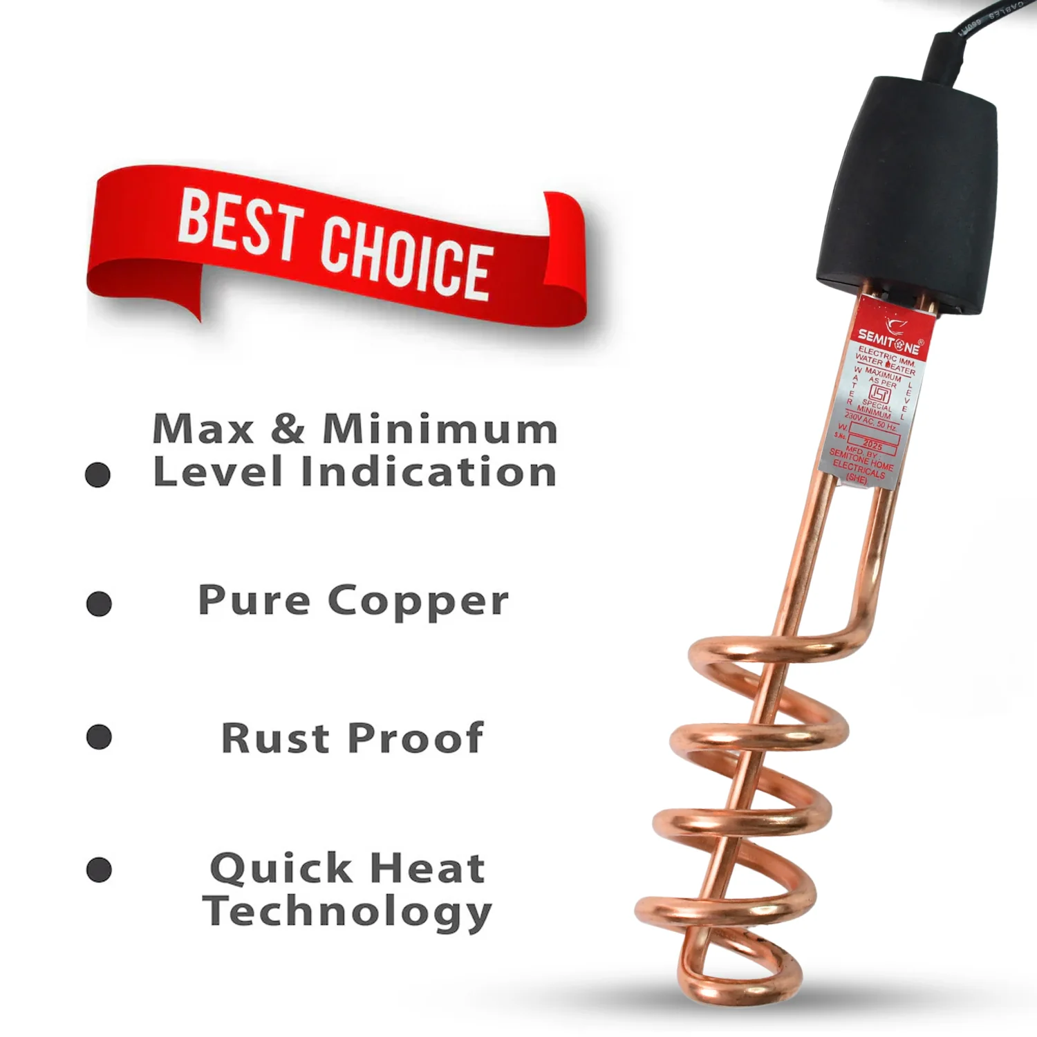 Immersion Water Heater Rod – High-Performance Copper Heating Element Shockproof - Image 3