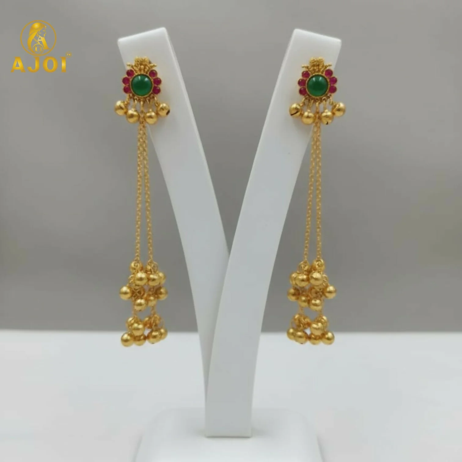 Imperial Kashmiri-Inspired Gold-Plated Ear Cuff Chain Earrings - Image 3