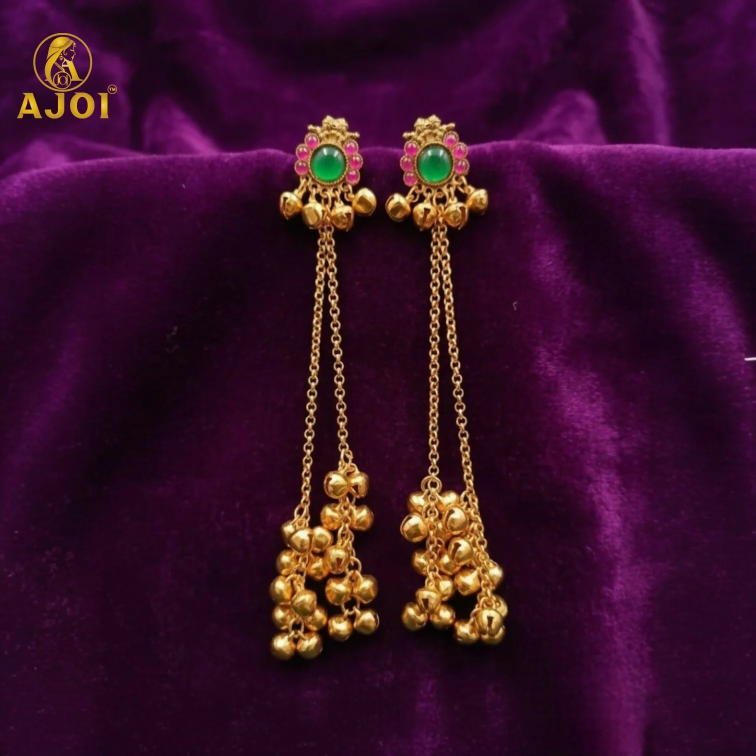 Imperial Kashmiri-Inspired Gold-Plated Ear Cuff Chain Earrings - Image 5
