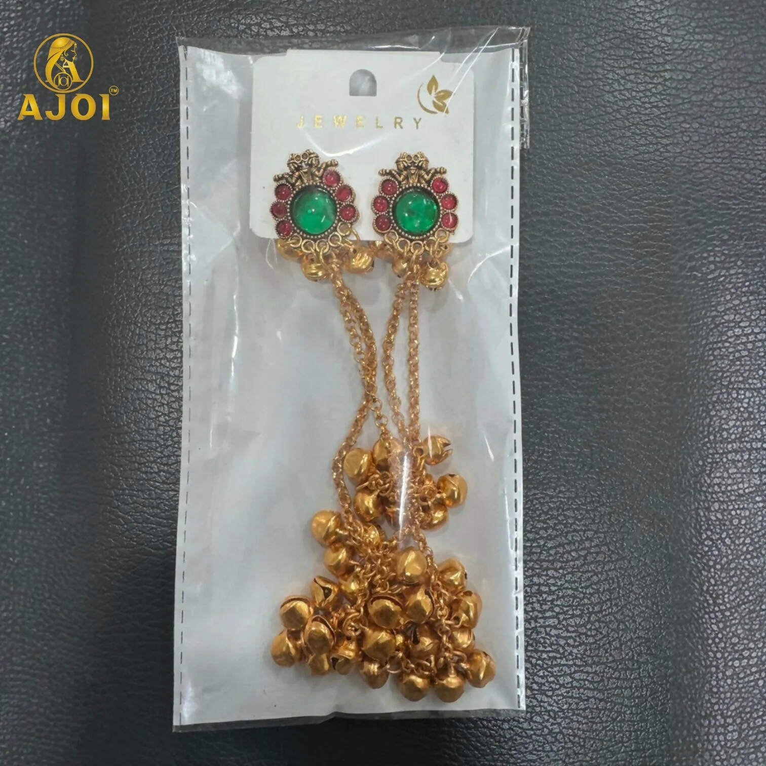 Imperial Kashmiri-Inspired Gold-Plated Ear Cuff Chain Earrings - Image 6