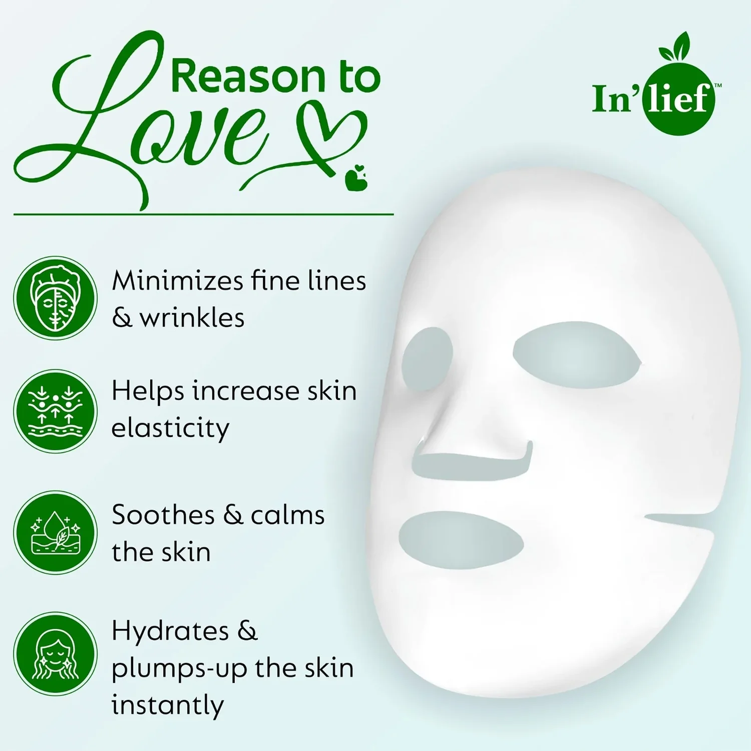 In’lief Hyaluronic Acid 0.1% & Aloe Vera 0.5% Hydrating Facial mask (1 Pc) - Image 8