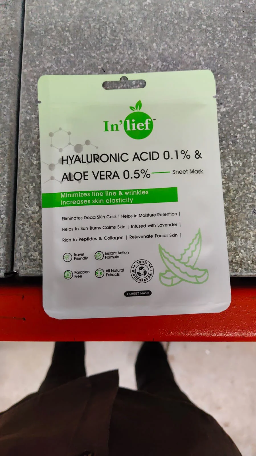 In’lief Hyaluronic Acid 0.1% & Aloe Vera 0.5% Hydrating Facial mask (1 Pc) - Image 9