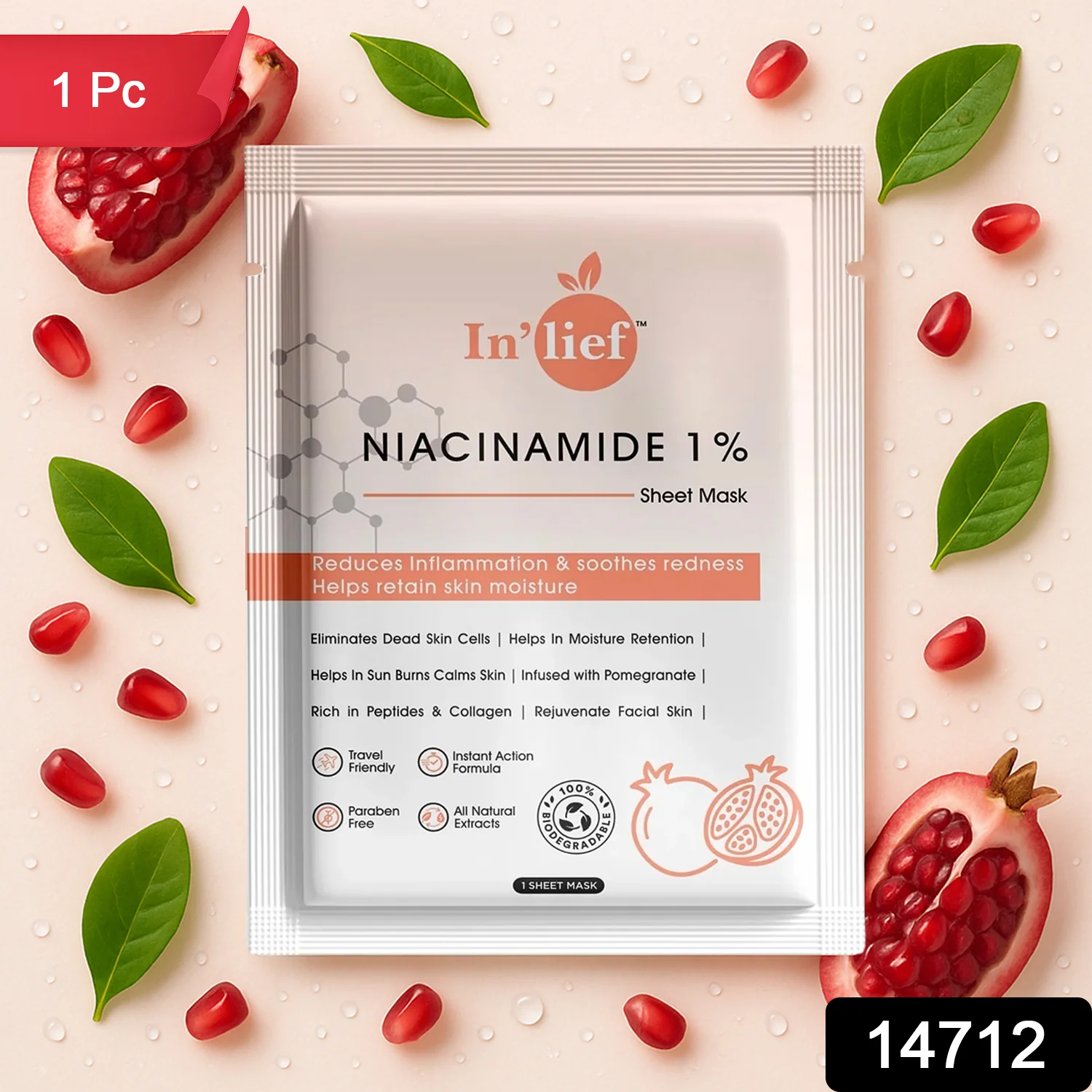 In’lief Niacinamide 1% Hydrating & Calming Facial Sheet Mask (1 Pc) - Image 2
