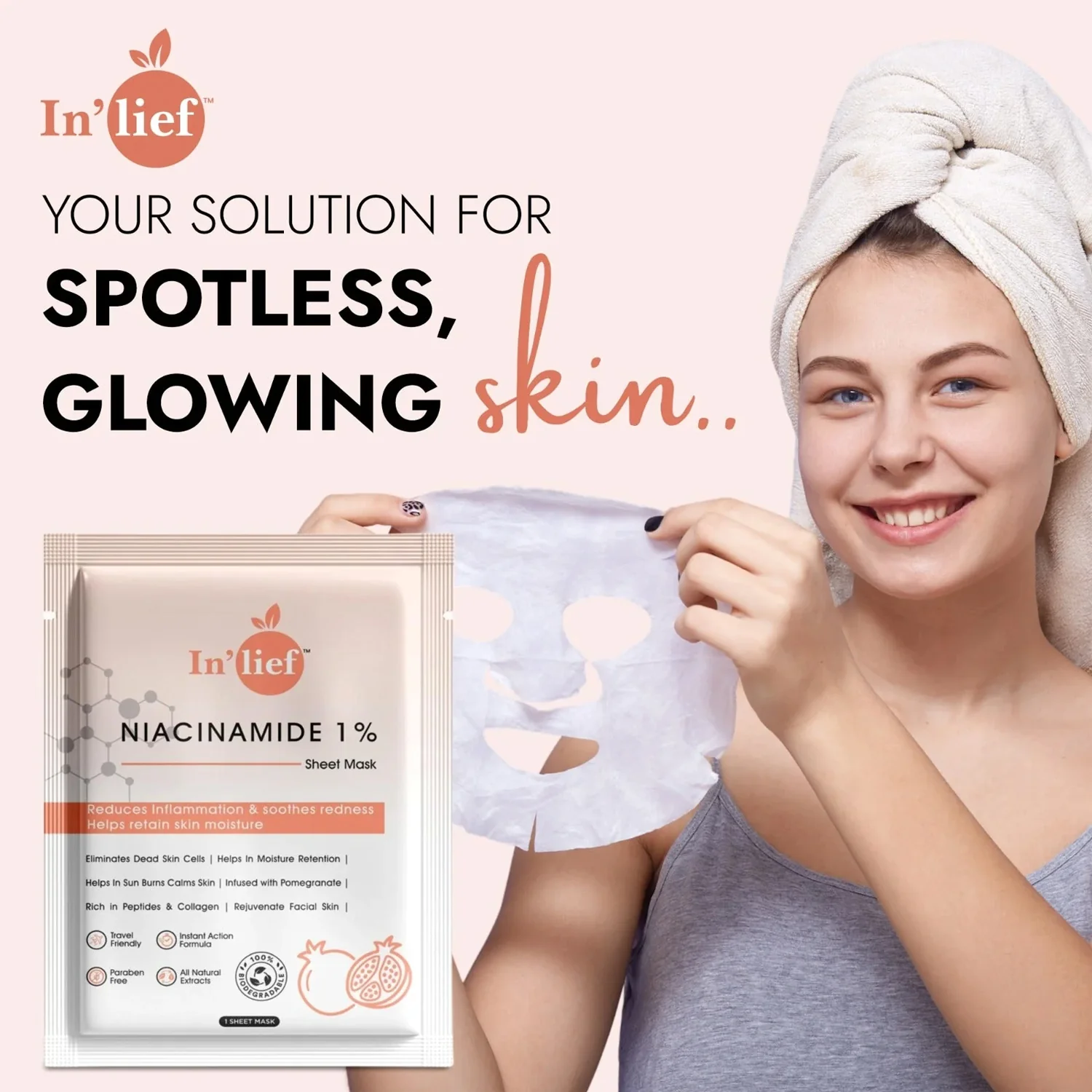 In’lief Niacinamide 1% Hydrating & Calming Facial Sheet Mask (1 Pc) - Image 3