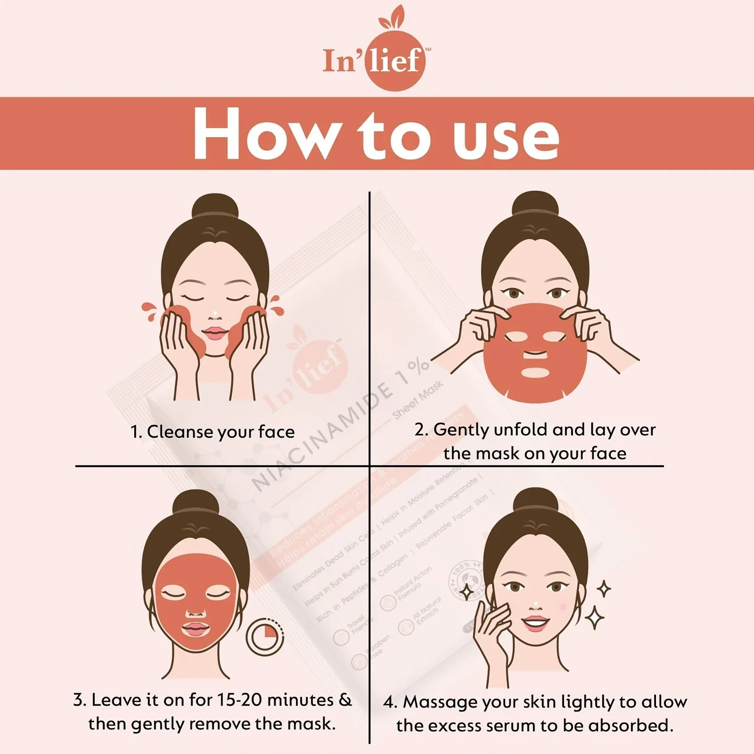 In’lief Niacinamide 1% Hydrating & Calming Facial Sheet Mask (1 Pc) - Image 4