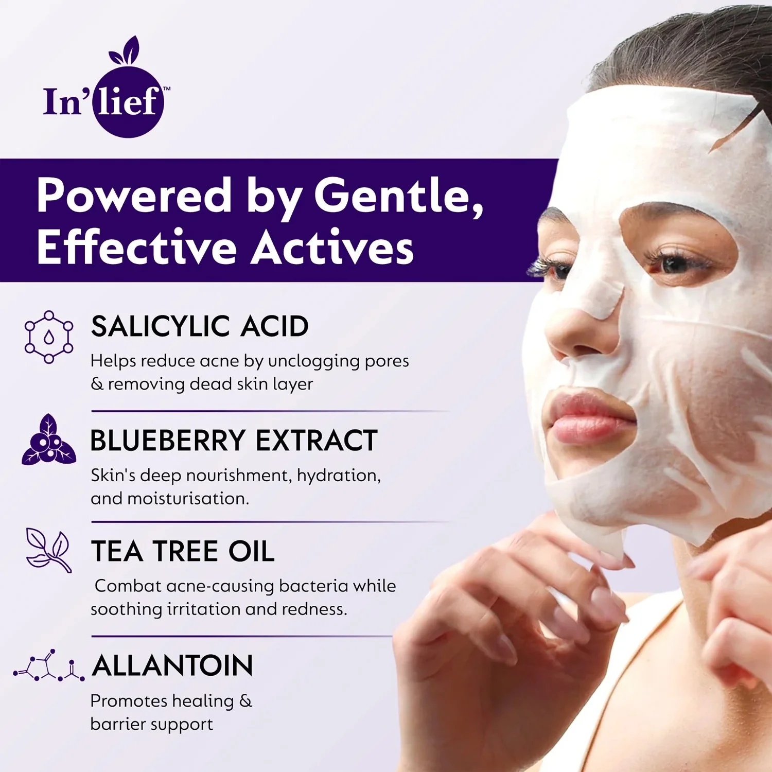 In’lief Salicylic Acid 1% Clarifying & Pore-Refining Facial Sheet Mask (1 Pc) - Image 4