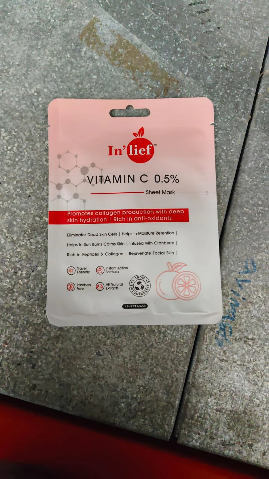 In’lief Vitamin C 0.5% Hydrating & Brightening Facial Sheet Mask (1 Pc) - Image 8