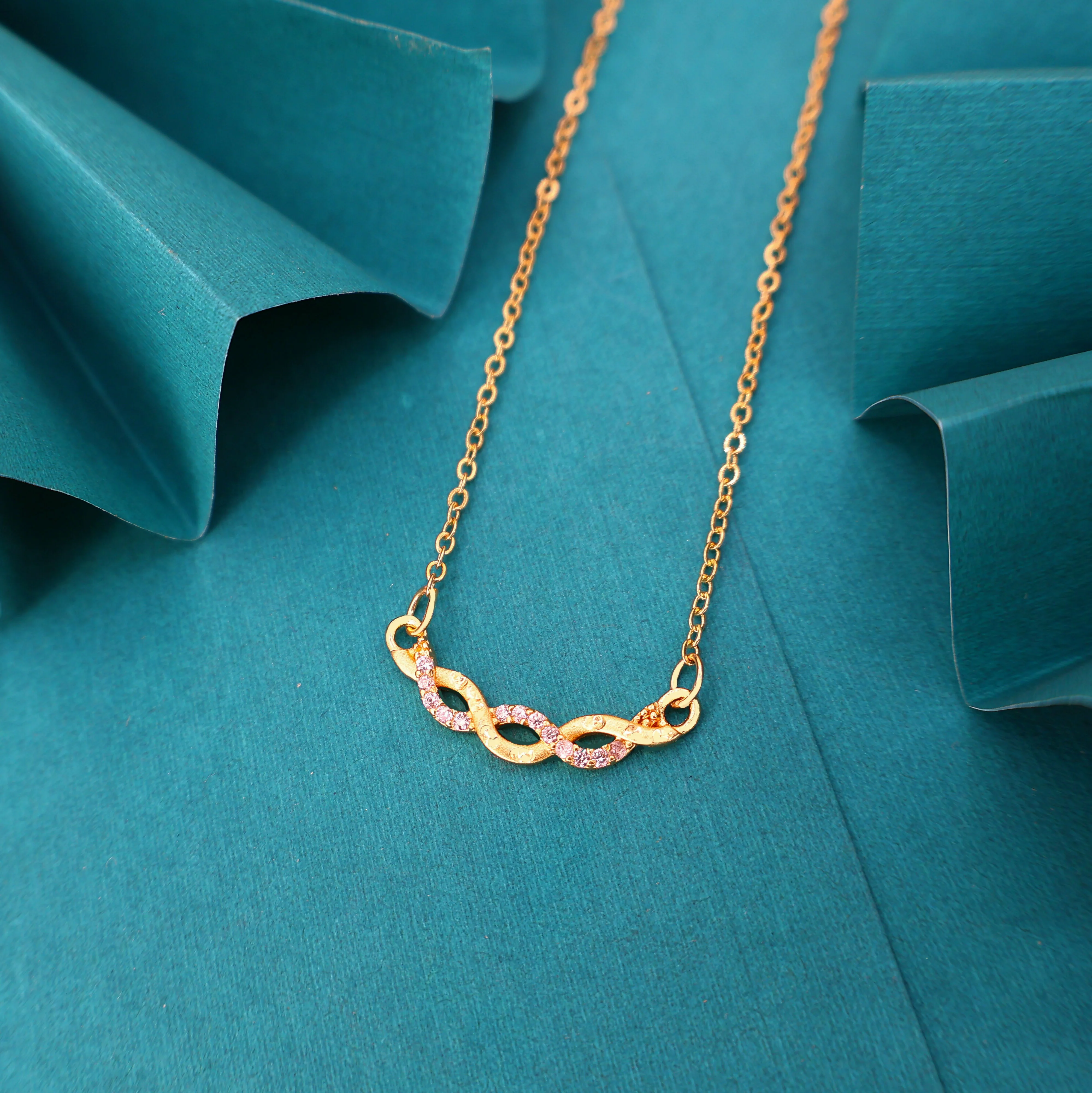 Infinity Knot Gold Necklace with AD For women and girls - Image 2