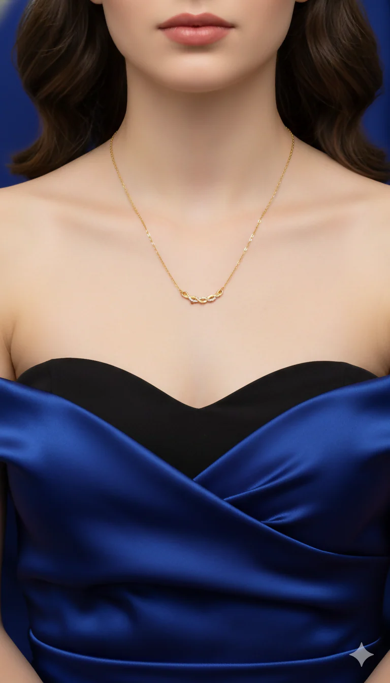 Infinity Knot Gold Necklace with AD For women and girls - Image 3