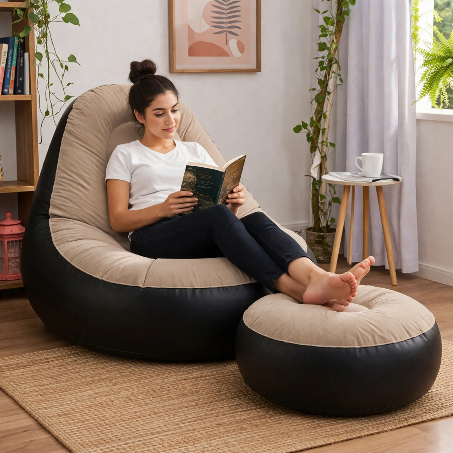 Inflatable Air Sofa Chair Set (1 Set, 100x100x73 + 55x55x30 Cm) - Image 3