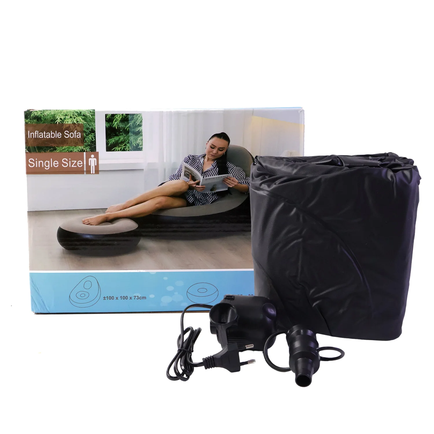Inflatable Air Sofa Chair Set (1 Set, 100x100x73 + 55x55x30 Cm) - Image 4