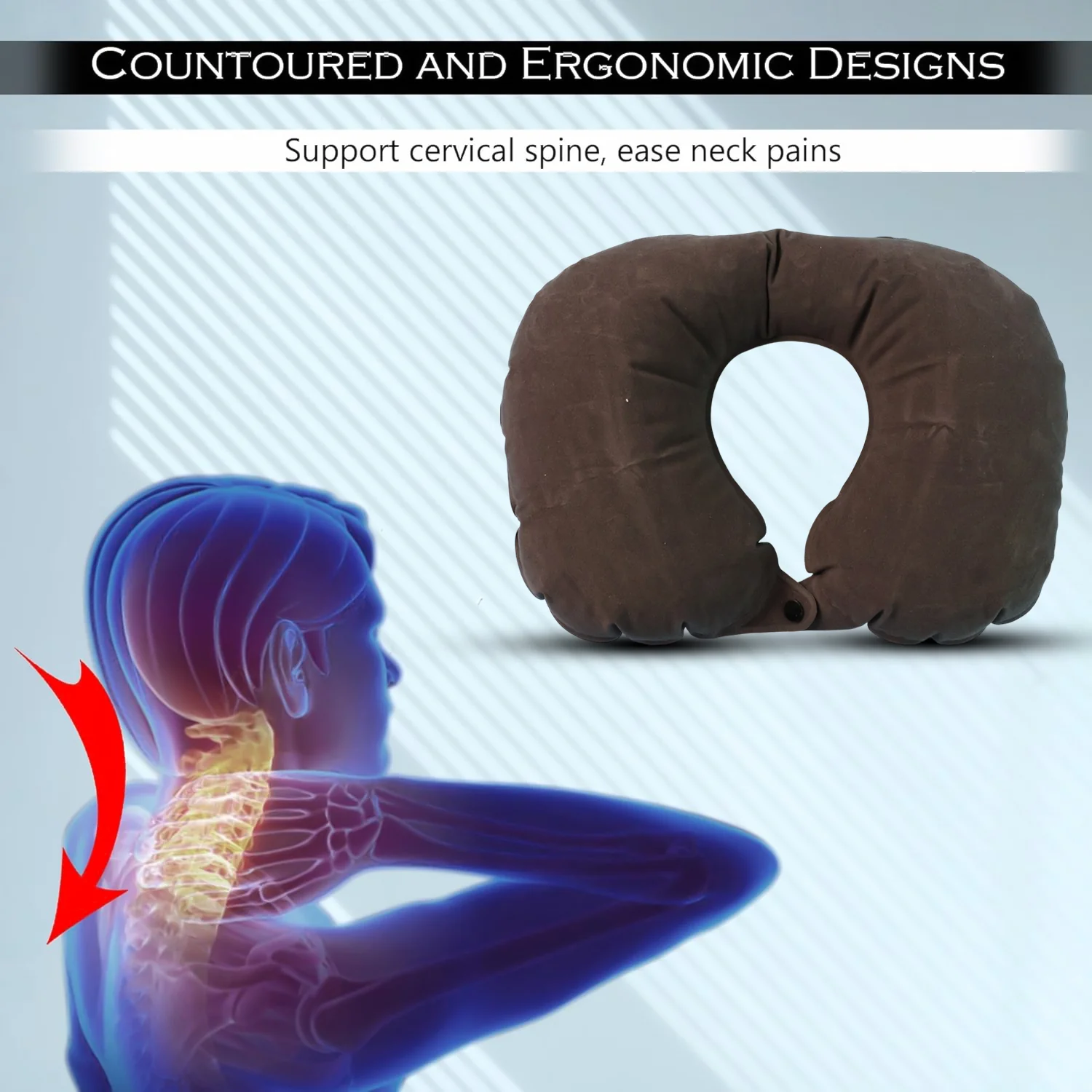 Inflatable U-Shaped Travel Neck Pillow (1 Pc) - Image 7