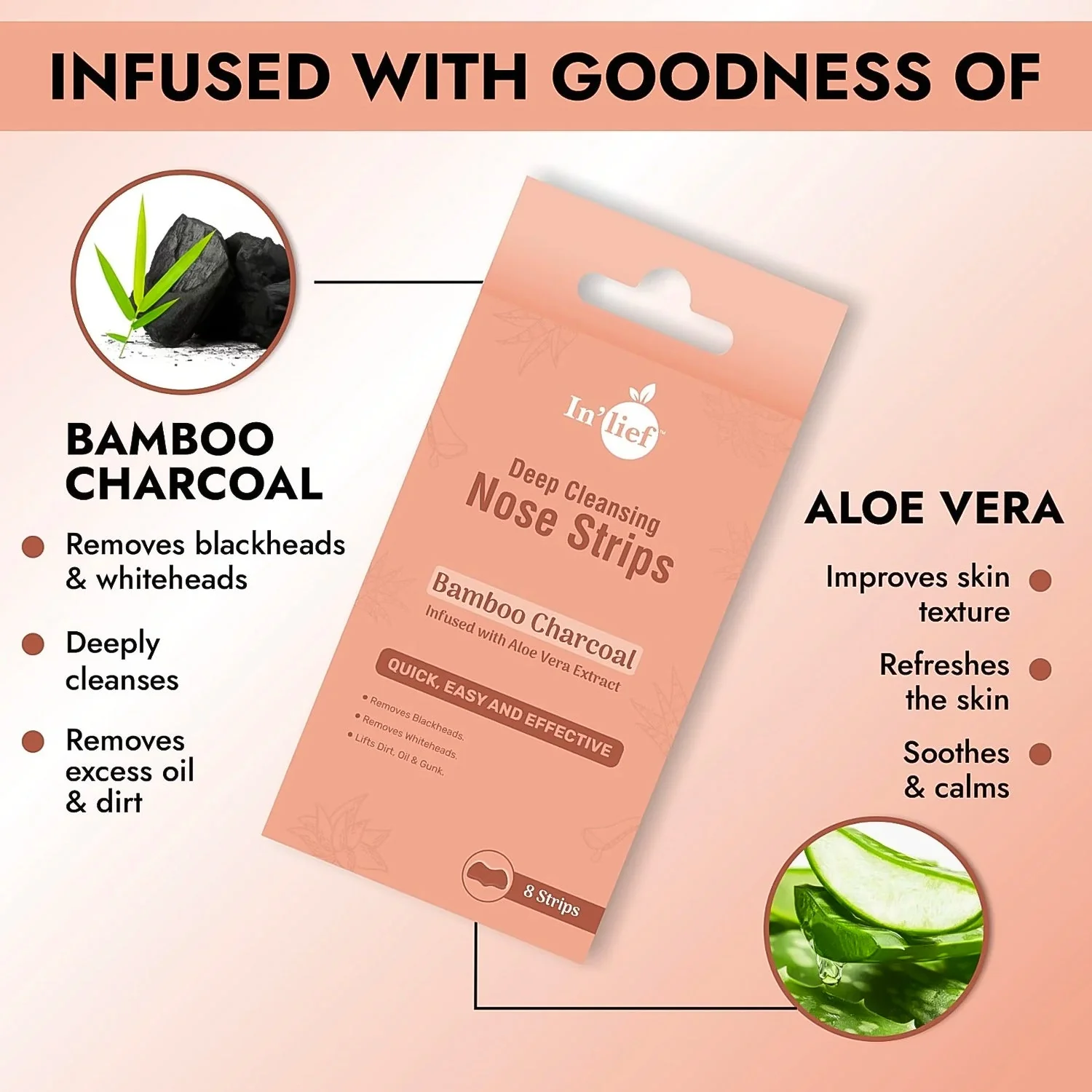 In'lief Bamboo Charcoal Deep Cleansing Nose (8 Strips) - Image 3