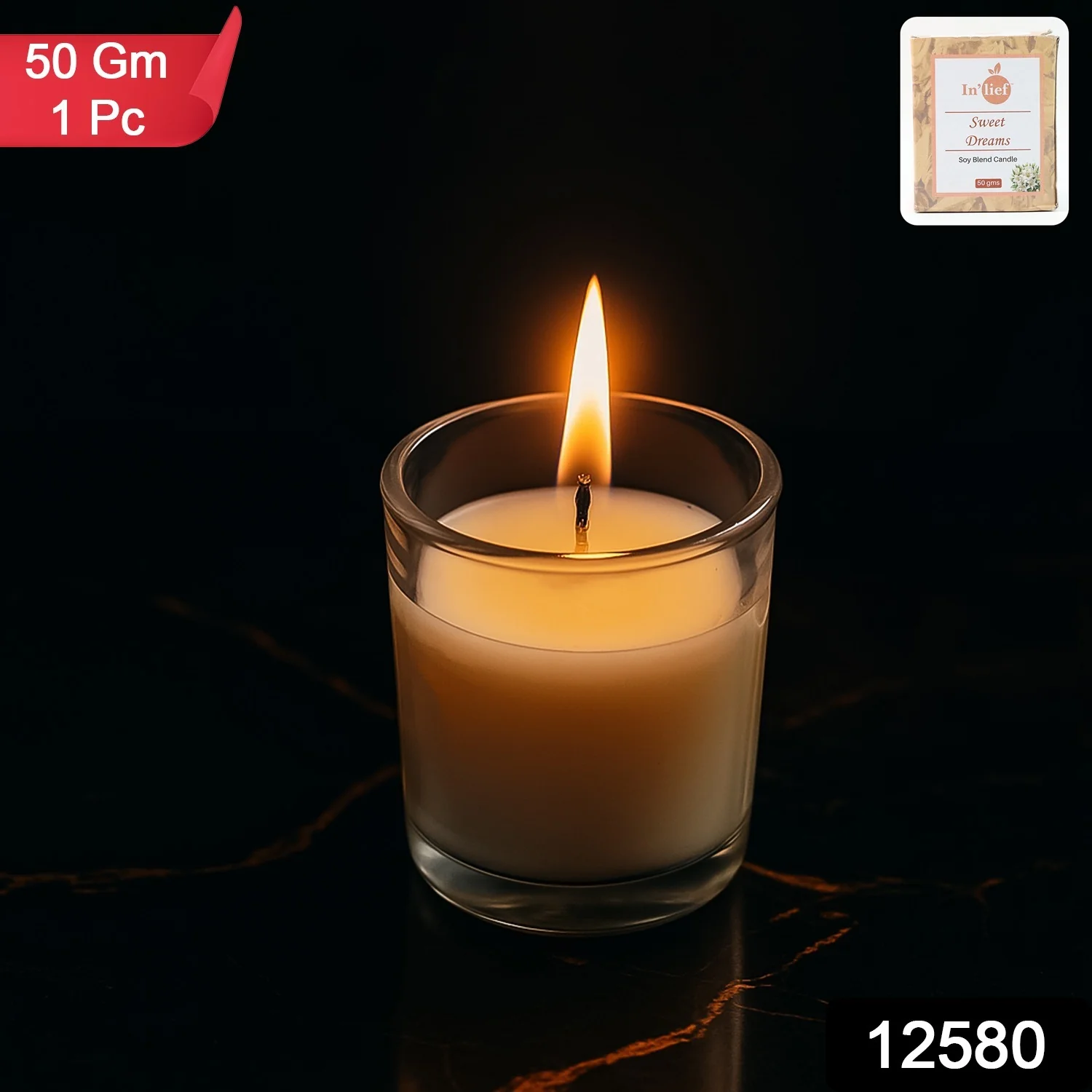 In'lief Scented Votive Jar Candle in Glass / Sweet Dreams Soy Blend Candle (50 Gm) - Image 2