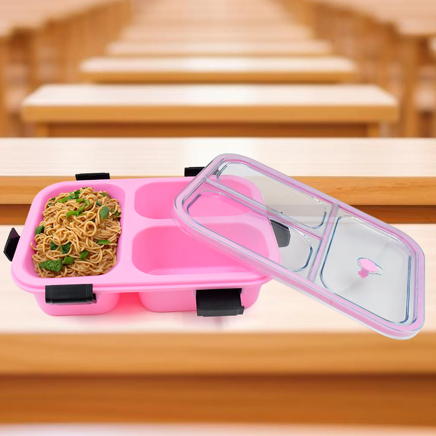 Plastic 3 Compartment Insulated Lunch Box, Lunch Box (1 Pc) - Image 4