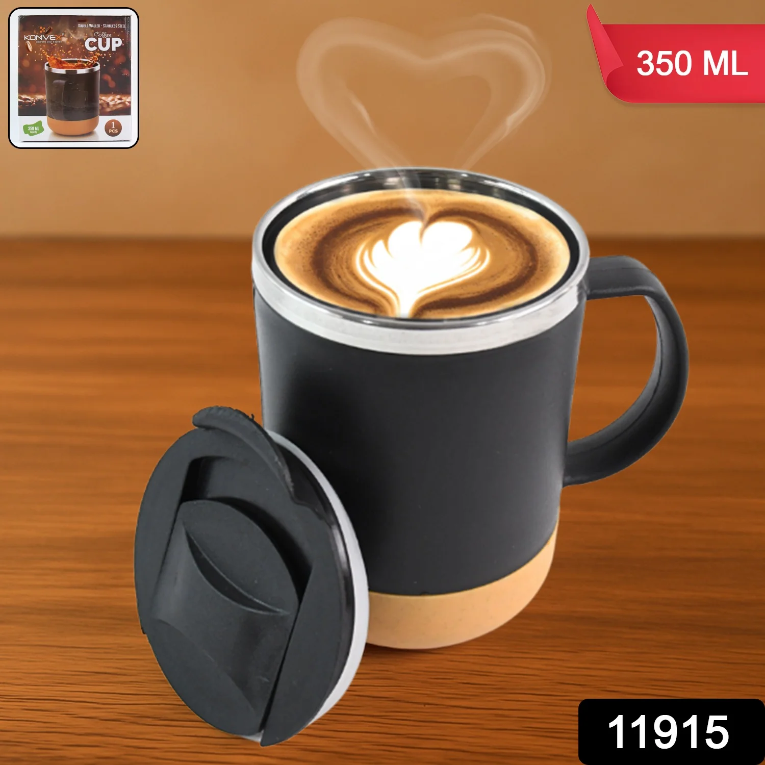 Insulated Coffee Mug with Spill-Proof Lid (Approx 350ML & 1 Pc) - Image 2