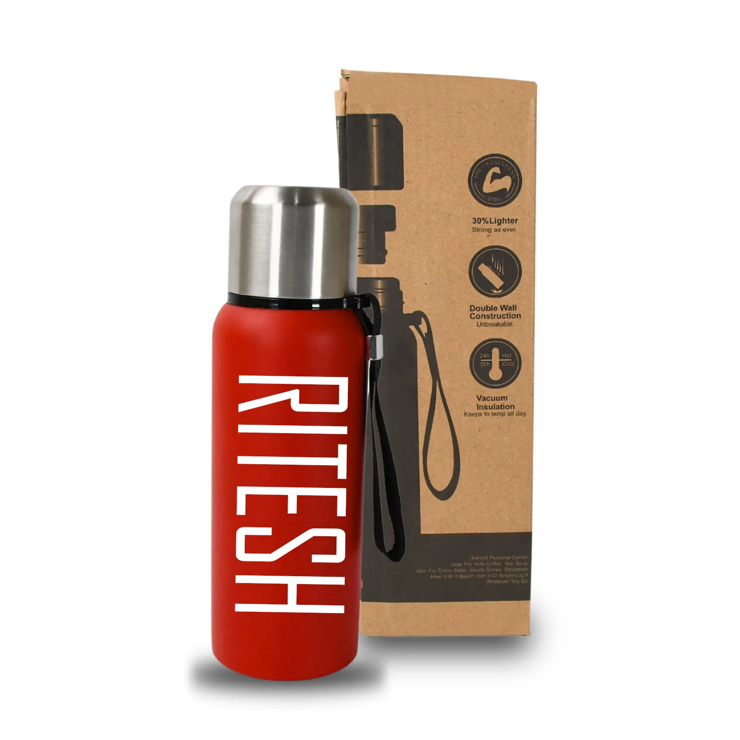 Customize Stainless Steel Water Bottle, Fridge Water Bottle, Stainless Steel Water Bottle Leak Proof, Rust Proof, Cold & Hot Thermos steel Bottle| Leak Proof | Office Bottle | Gym | Home | Kitchen | Hiking | Trekking | Travel Bottle (Approx 600ML) - Image 3