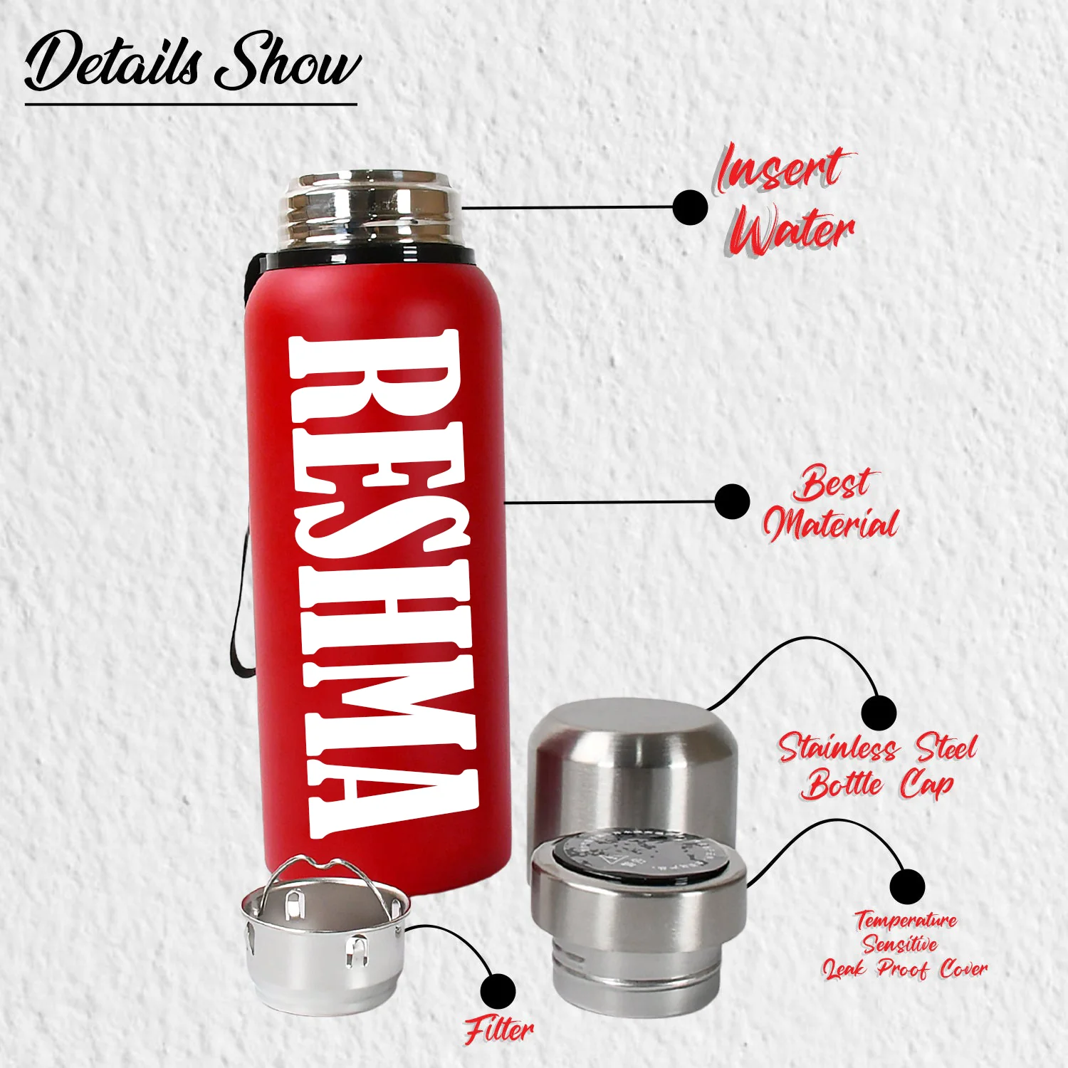 Customize Stainless Steel Water Bottle, Fridge Water Bottle, Stainless Steel Water Bottle Leak Proof, Rust Proof, Cold & Hot Thermos steel Bottle| Leak Proof | Office Bottle | Gym | Home | Kitchen | Hiking | Trekking | Travel Bottle (Approx 600ML) - Image 5