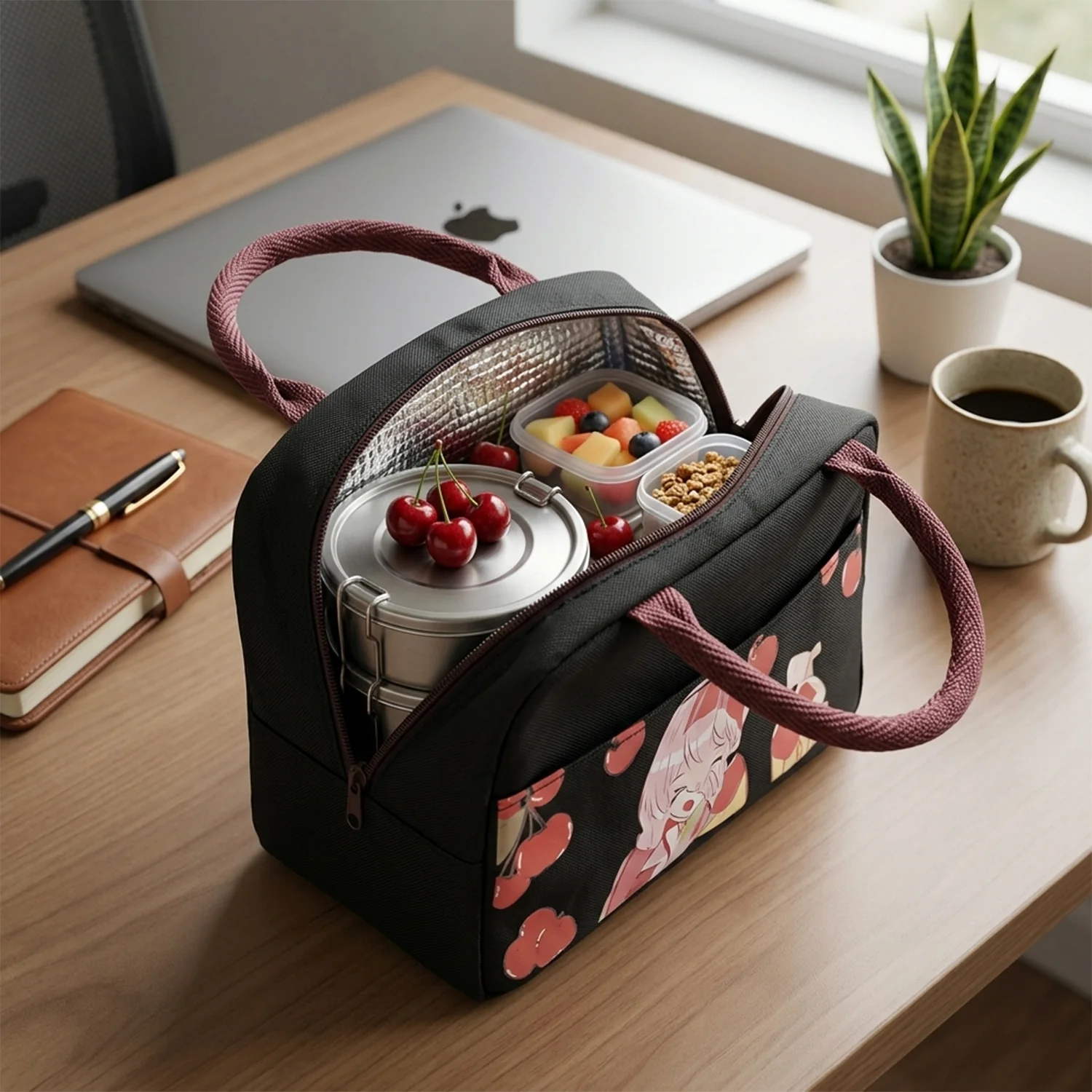 Insulated Lunch Bag with Cute Cartoon Design (1 Pc) - Image 5