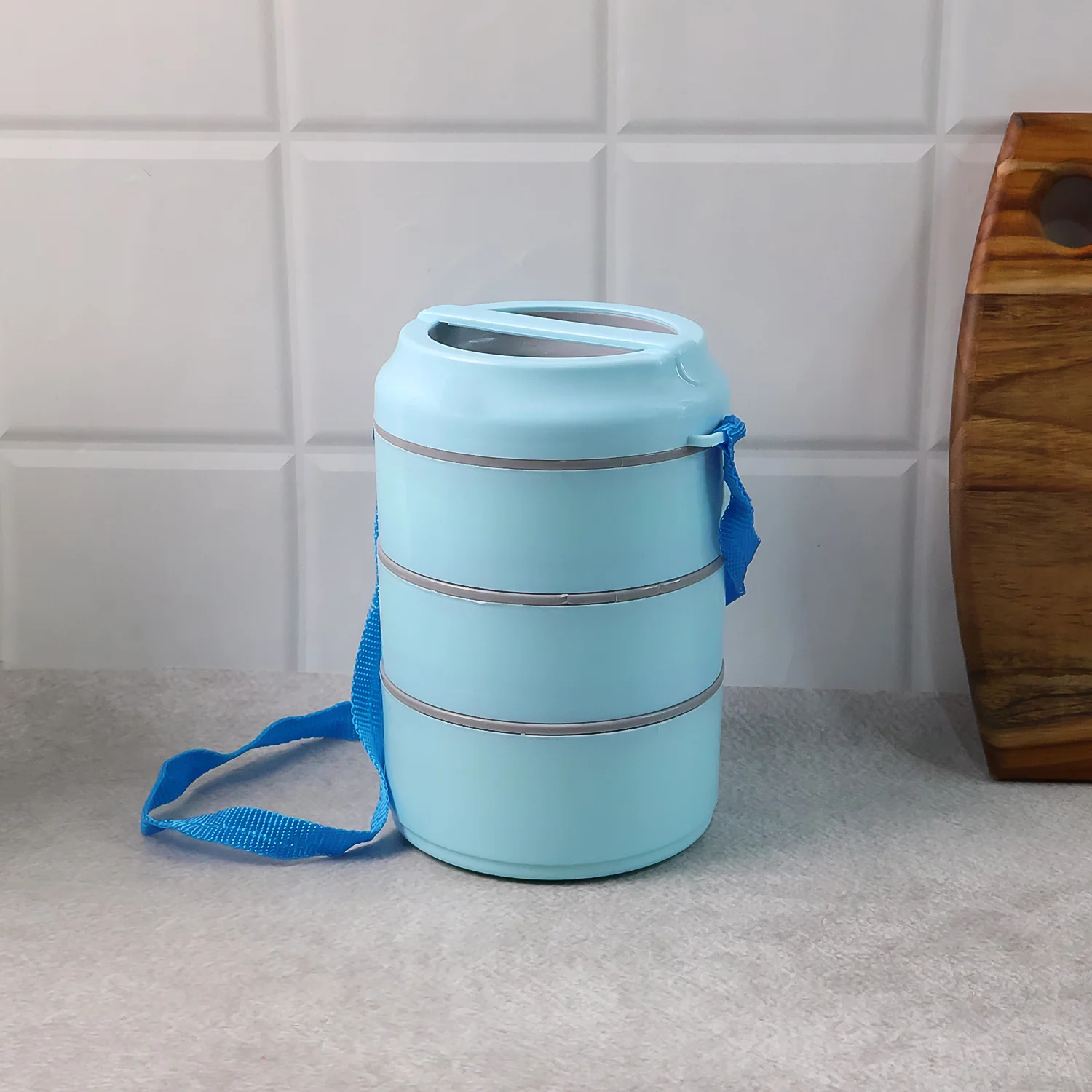 3 Layer Insulated Lunch Box Set with Handle & Strap - (Set) - Image 3