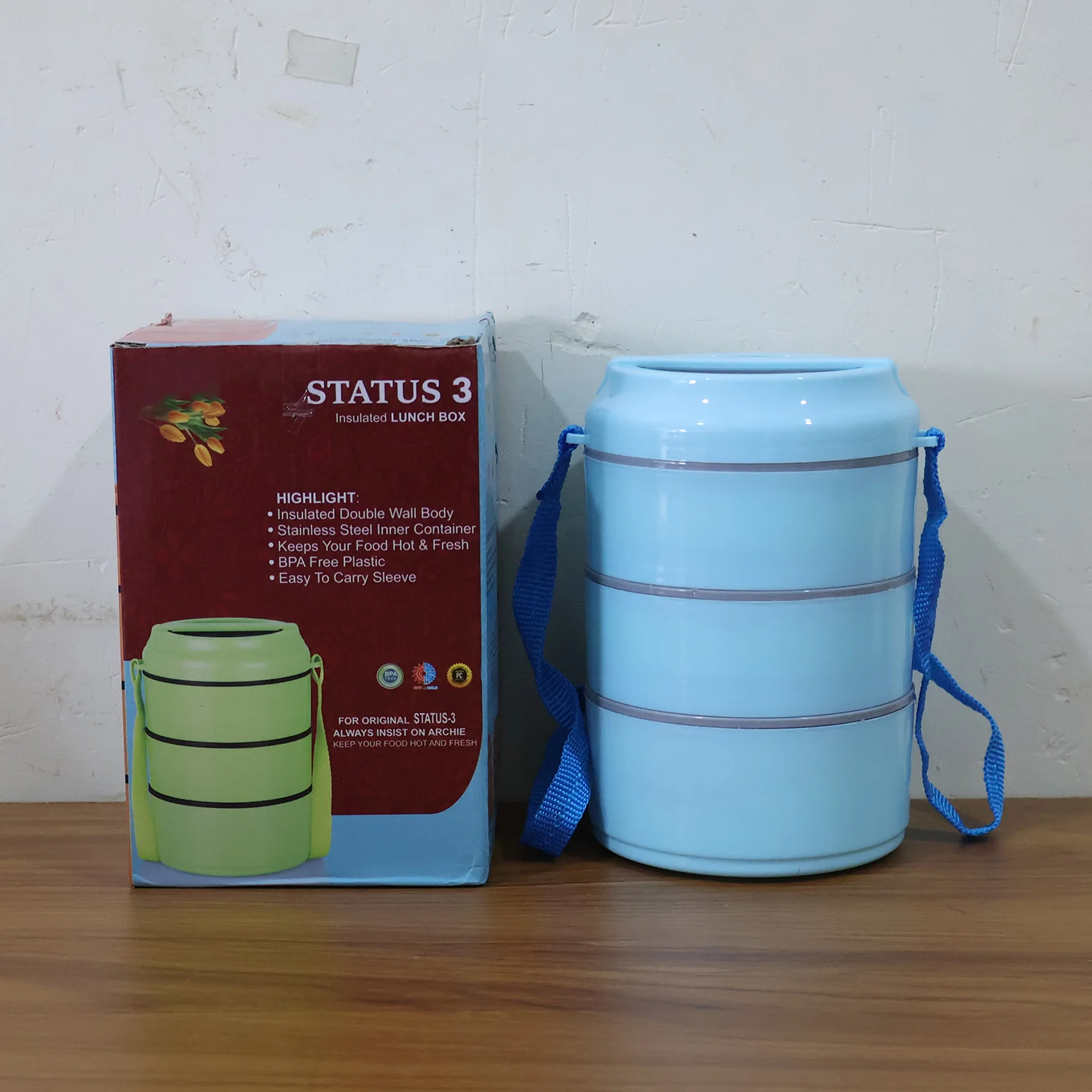 3 Layer Insulated Lunch Box Set with Handle & Strap - (Set) - Image 8