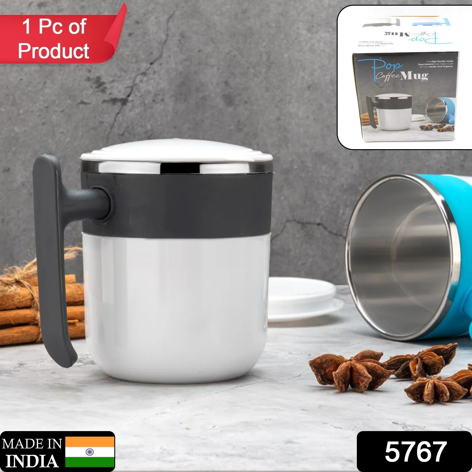 Stainless Steel Insulated Coffee Tea Mug Cup for Office Home 1 Pc - Image 2