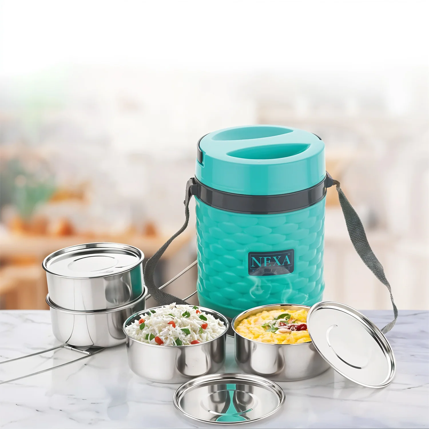 Double Wall Insulated Tiffin with Handle (1 Pc): Stackable, Hot Food Container - Image 5