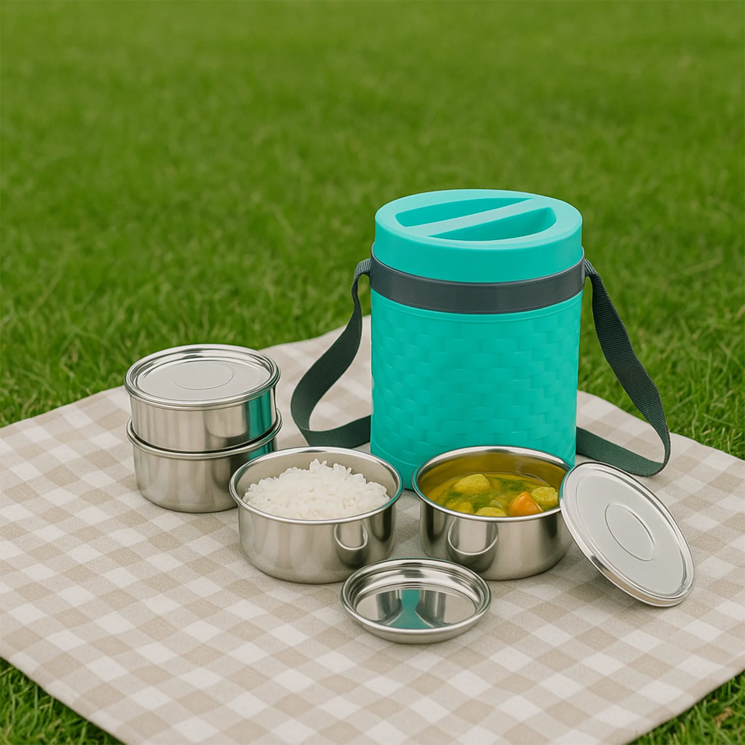 Double Wall Insulated Tiffin with Handle (1 Pc): Stackable, Hot Food Container - Image 6