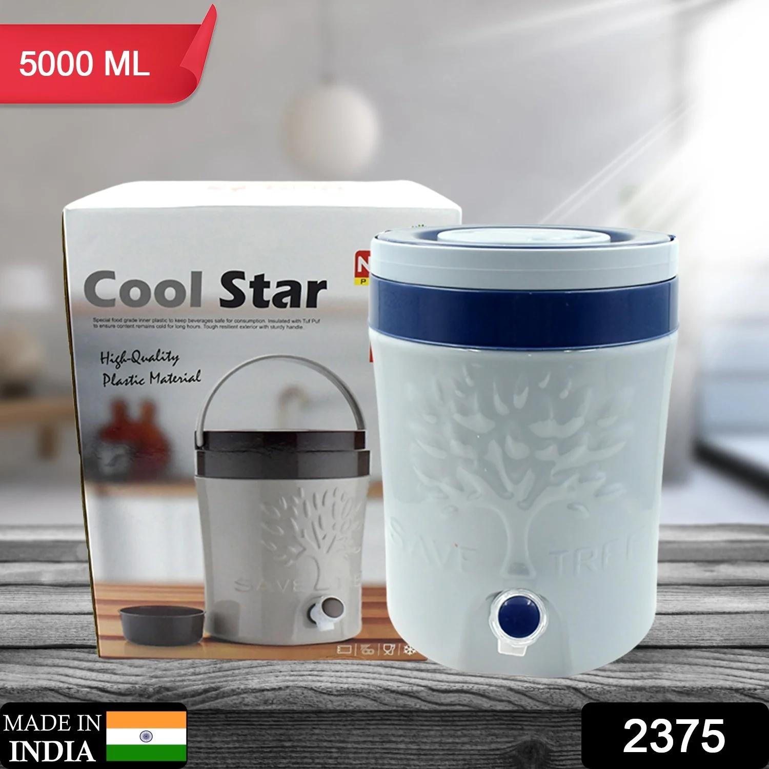Insulated Water Jug with Tap (5000ml): Leakproof, Travel Cooler - Image 2