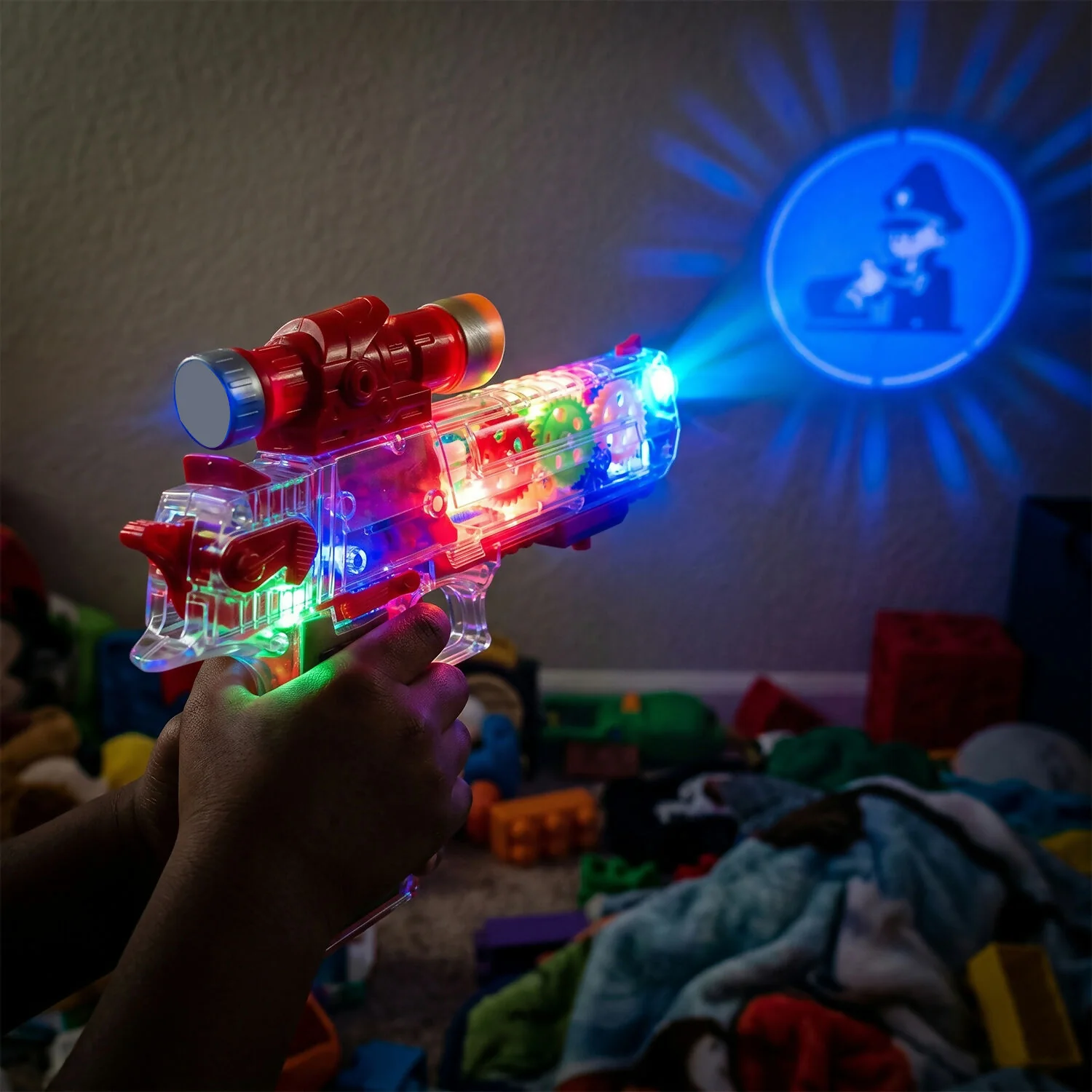 Interactive Light & Sound Transparent Gear Toy Gun with LED Lights and Sound Effects (Colour May Very) - Image 5