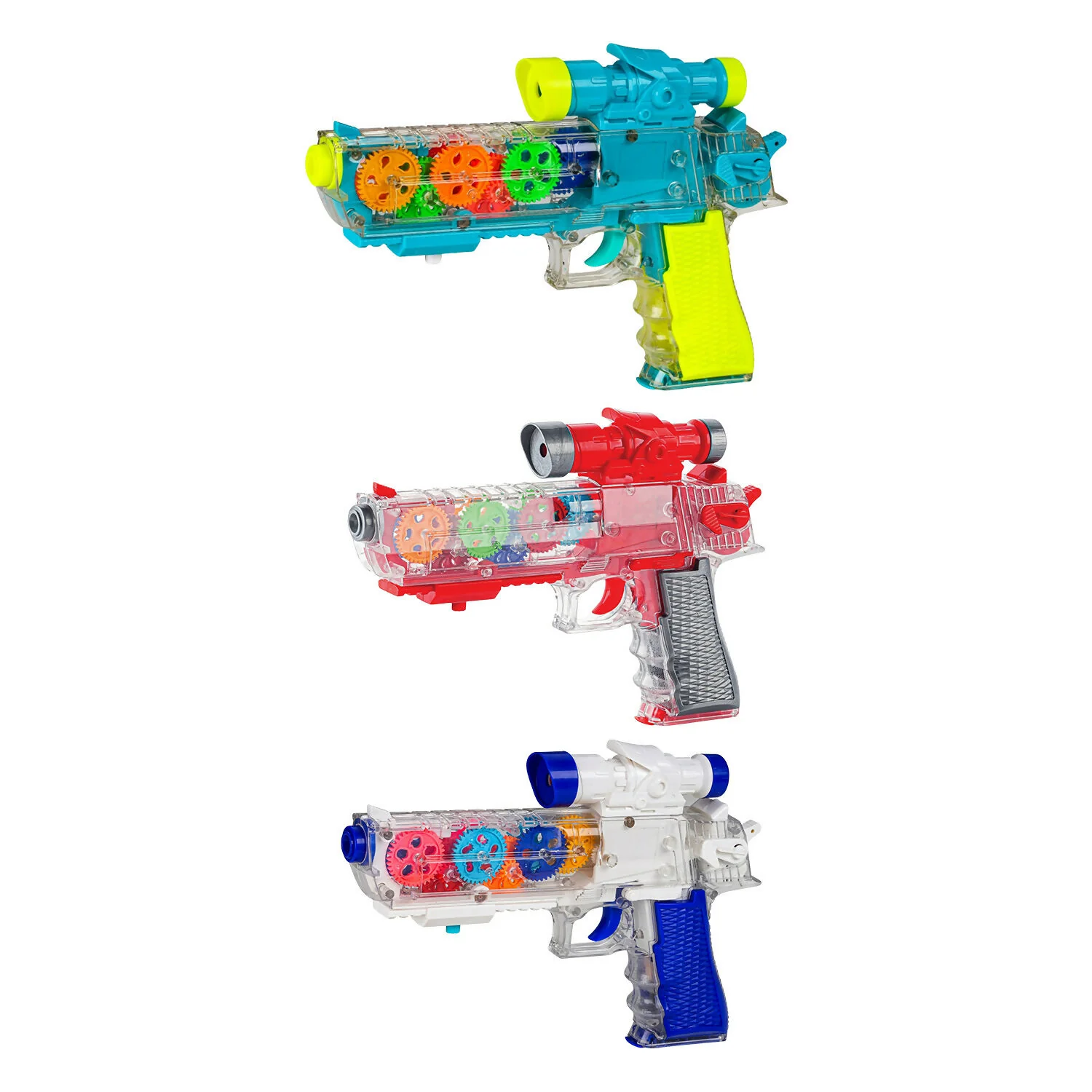 Interactive Light & Sound Transparent Gear Toy Gun with LED Lights and Sound Effects (Colour May Very) - Image 7