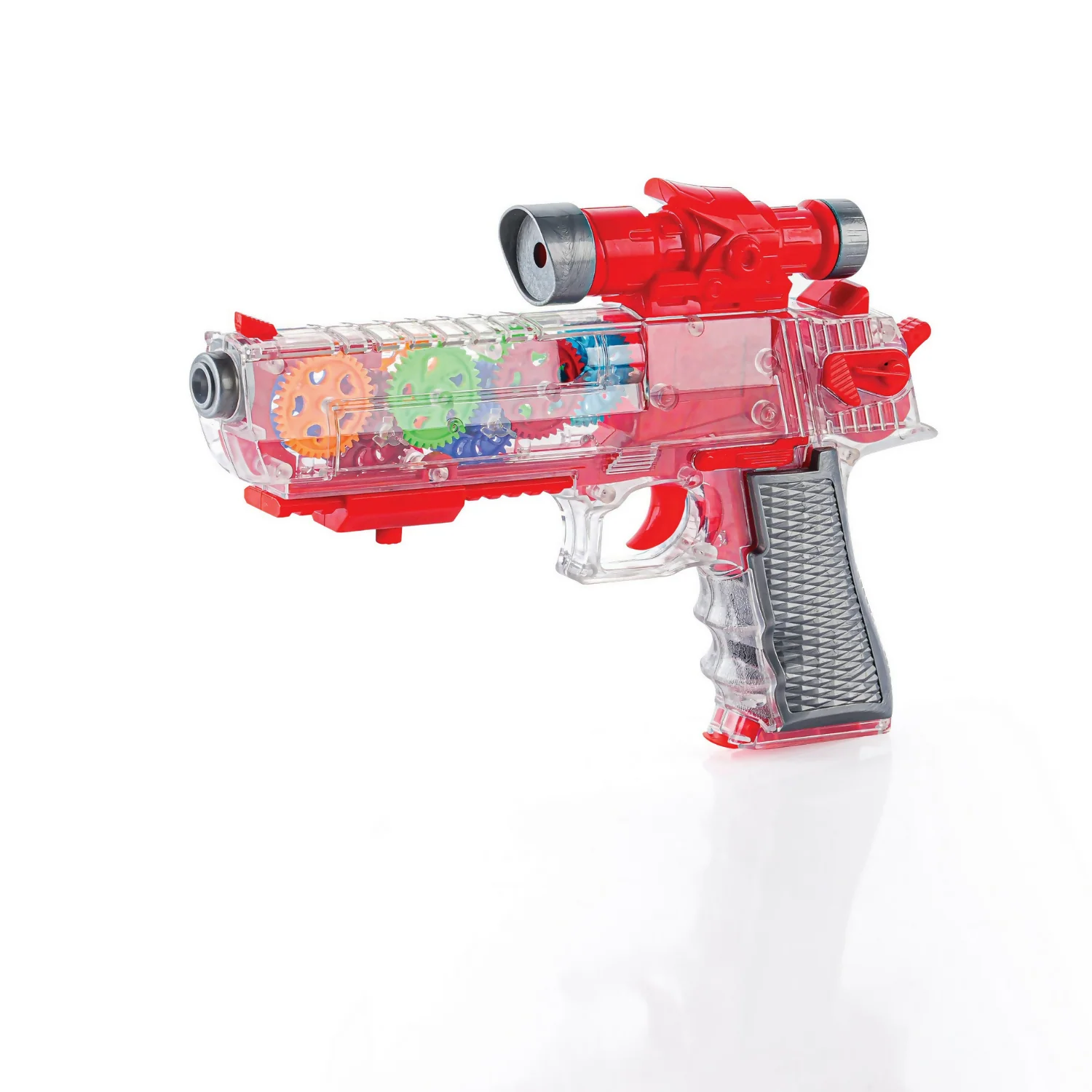 Interactive Light & Sound Transparent Gear Toy Gun with LED Lights and Sound Effects (Colour May Very) - Image 8
