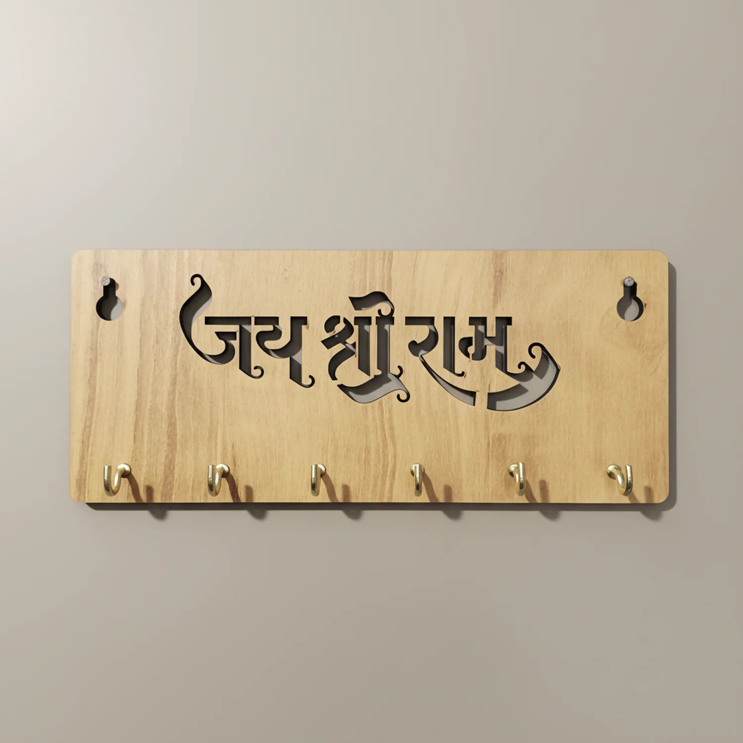 Jay Shree Ram Wooden Key Holder for Wall – Handcrafted MDF Wall Key Organizer | Spiritual Home Décor - Image 5