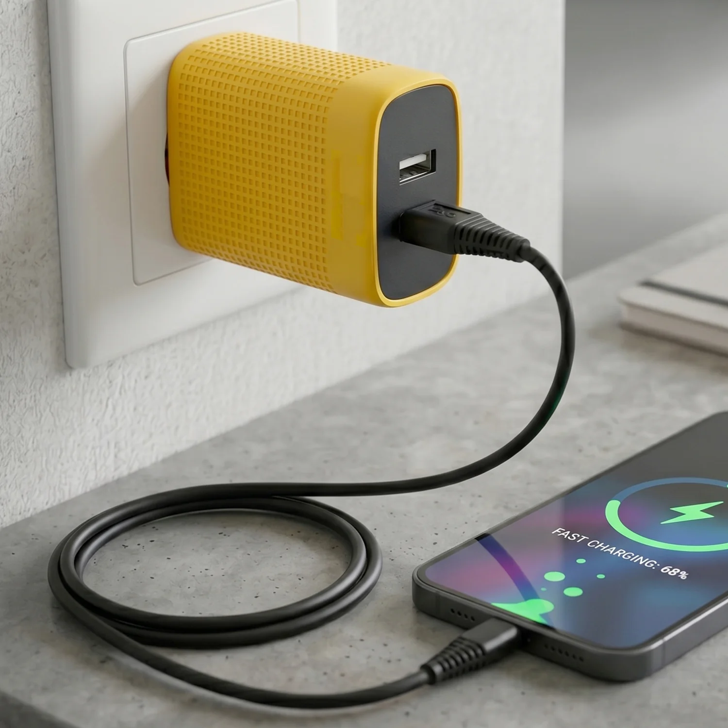 18W Dual USB Fast Charging Wall Charger Adapter with Free Type C Cable - Image 3