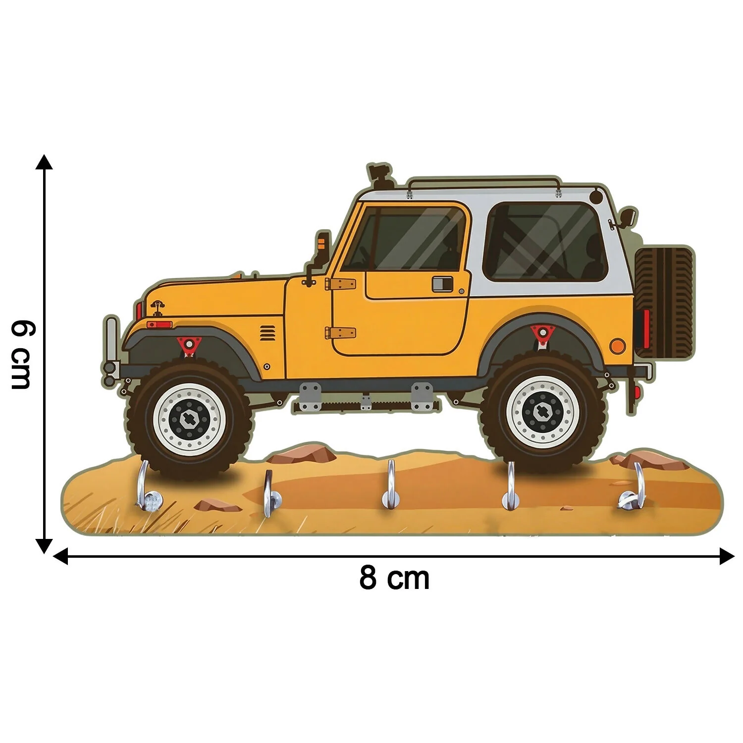 Jeep Design Wooden Key Holder with 5 Hooks Decorative Wall Key Stand for Home - Image 6