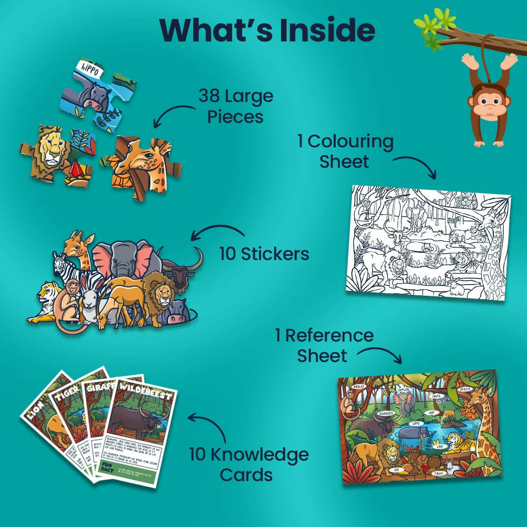 JUNGLE MYSTERY PUZZLE - AGE 3+ (38 PUZZLE PIECES) MDF PUZZLE SERIES - Image 2